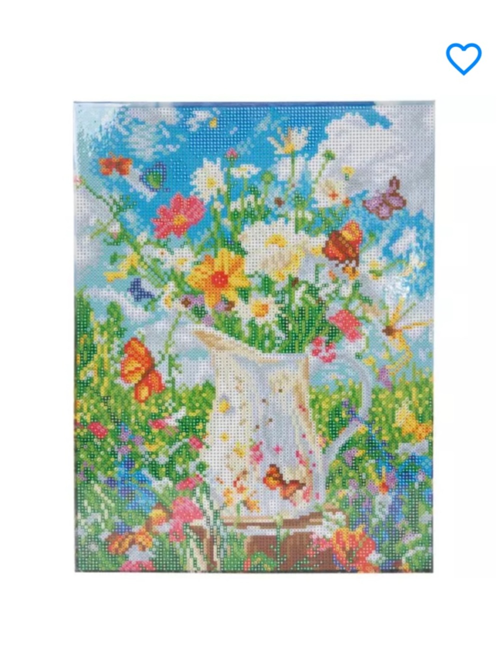 Diamond Art Canvas - Floral Watering Can in White and Multicolor, 2026